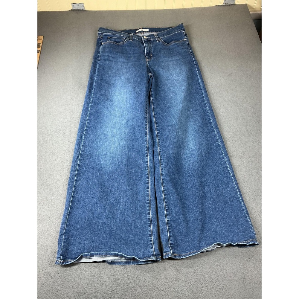 Levis Jeans Womens 32 Blue Wide-Leg Relaxed Mid Rise Stretch Denim 32 Inseam